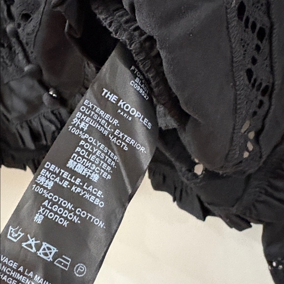 The Kooples Black Lace Blouse- women’s size 3 (large) / button detail - like new - Picture 4 of 6